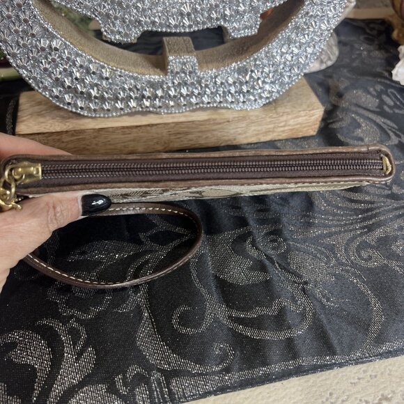 Coach Patchwork Brown Wristlet with Strap & HangTag - Picture 5 of 9